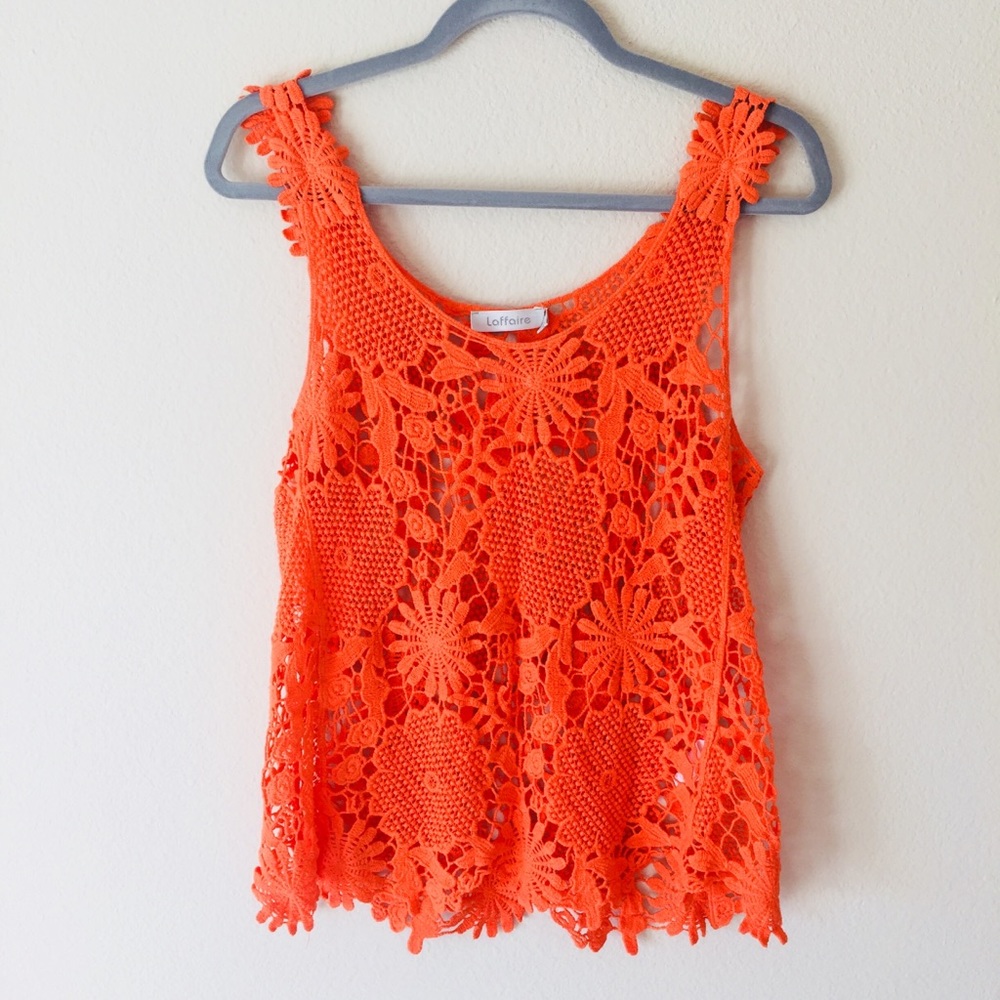Laffaire Women’s size medium orange crochet tank
